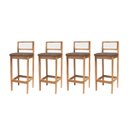 Ver imagem 2 de Kit 4 Banquetas Madeira Mel Bandada com Encosto Palha Rattan:Mel com Linho Marrom