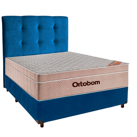 Kit Cama Box + Cabeceira + Colchão Casal Molas Ensacadas - Airtech - Ortobom