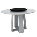 Ver imagem 1 de Mesa de Jantar Redonda Isabela 1,35m com Tampo Giratório Off White/off White/preto - New Ceval