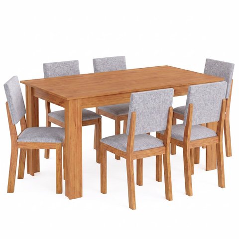 Kit Mesa de Jantar Violeta Mel com 6 Cadeiras Bela