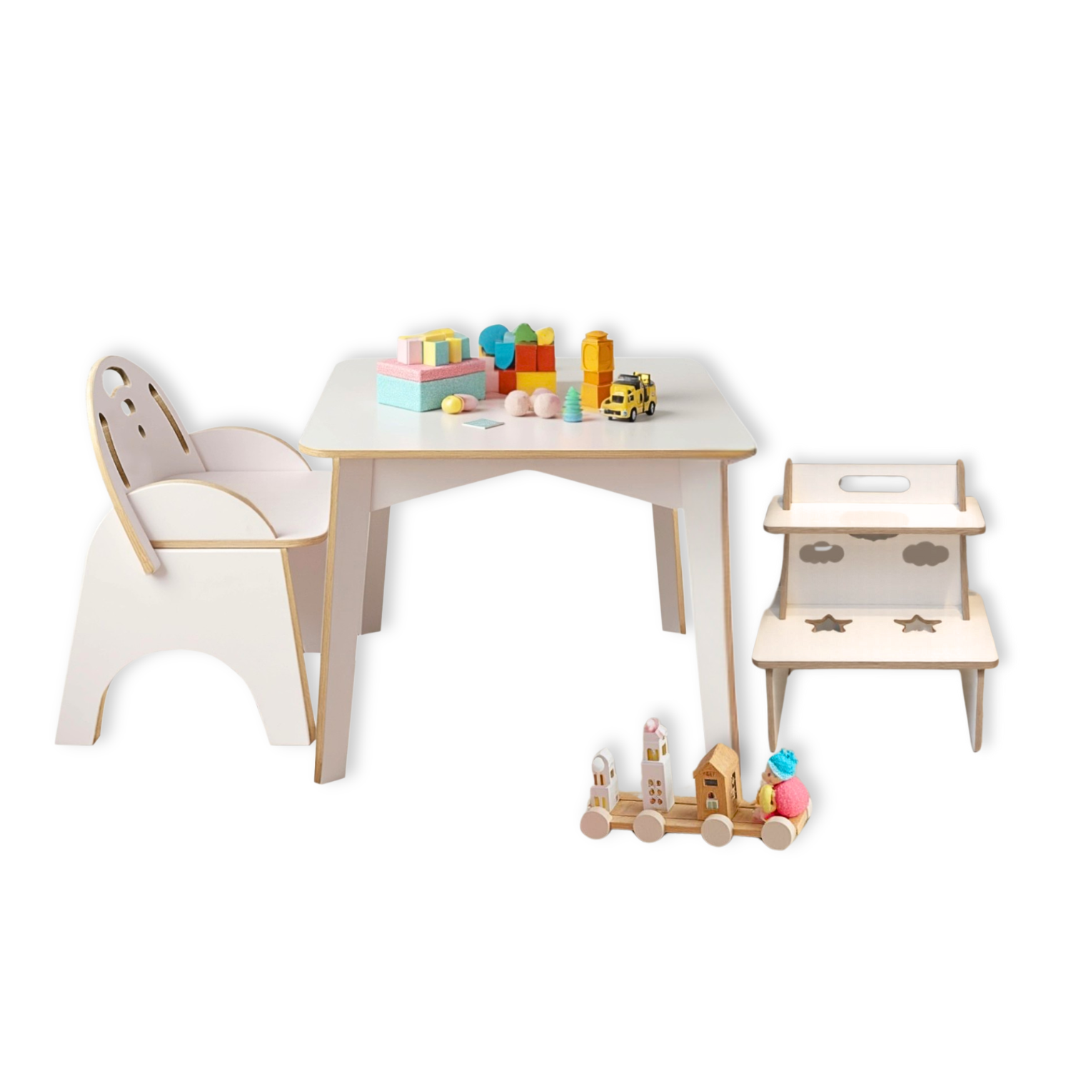 Jogo Mesa Didática para Criança com Cadeirinha Escadinha Infantil Multifuncional em Mdf Reforçada - 5