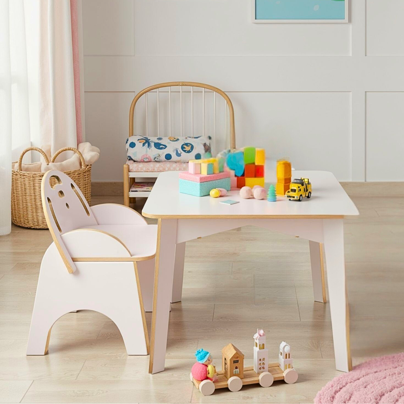 Jogo Mesa Didática para Criança com Cadeirinha Escadinha Infantil Multifuncional em Mdf Reforçada - 3