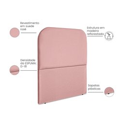 Cabeceira Estofada Solteiro Alana 90cm Suede Rosa - 4