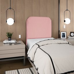 Cabeceira Estofada Solteiro Alana 90cm Suede Rosa - 3