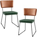 Ver imagem 1 de Kit 02 Cadeiras Decorativas Sala Jantar Allana L02 Couríssimo Camel Facto Verde Musgo - Lyam Decor