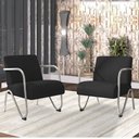 Ver imagem 2 de Kit com 2 Poltronas Decorativa Sabrina Cromada Preto