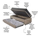 Ver imagem 5 de Bicama Box Baú Viúva 120x203 Courino Linho Bege com Colchão Adapto Molas Ensacadas Ecoflex