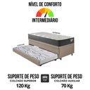 Ver imagem 7 de Bicama Box Baú Viúva 120x203 Courino Linho Bege com Colchão Adapto Molas Ensacadas Ecoflex