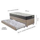 Ver imagem 2 de Bicama Box Baú Viúva 120x203 Courino Linho Bege com Colchão Adapto Molas Ensacadas Ecoflex