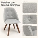 Ver imagem 6 de Cadeira Poltrona Brisa Giratória Bouclé Cinza com Base de Madeira