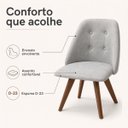 Ver imagem 4 de Cadeira Poltrona Brisa Giratória Bouclé Cinza com Base de Madeira