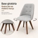 Ver mais imagens de Cadeira Poltrona Brisa Giratória Bouclé Cinza com Base de Madeira