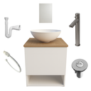 Ver imagem 1 de Kit Gabinete Banheiro Amadeirado Cuba Espelho Torneira Cromada Valvula Sifão Engate Completo