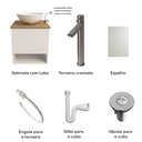 Ver imagem 2 de Kit Gabinete Banheiro Amadeirado Cuba Espelho Torneira Cromada Valvula Sifão Engate Completo