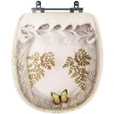 Ver imagem 2 de Tampa De Vaso Aspen E Lixeira Decoradas Bege Claro