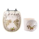 Ver imagem 1 de Tampa De Vaso Aspen E Lixeira Decoradas Bege Claro