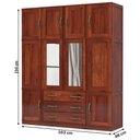 Ver imagem 4 de Guarda-Roupa Casal Paris 10 Portas 3 Gavetas com Espelho Madeira Maciça Mogano 1333 - Lanes