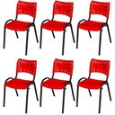 Ver imagem 1 de Cadeira Iso Base Preto Escola, Escritório Vermelho Kit 6 Un