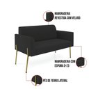Ver imagem 4 de Sofá Namoradeira 2 Lugares Pé de Ferro Dourado Marisa Veludo D03 Preto