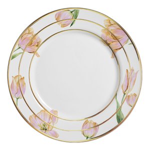 Conjunto com 6 Pratos Raso Fiore Filete Ouro Ø29cm