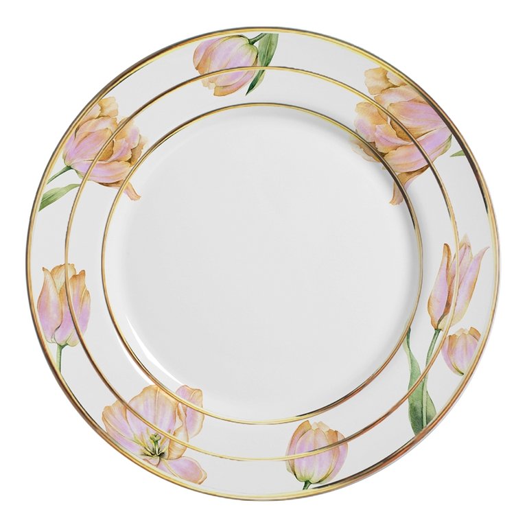 Conjunto com 6 Pratos Raso Fiore Filete Ouro Ø29cm