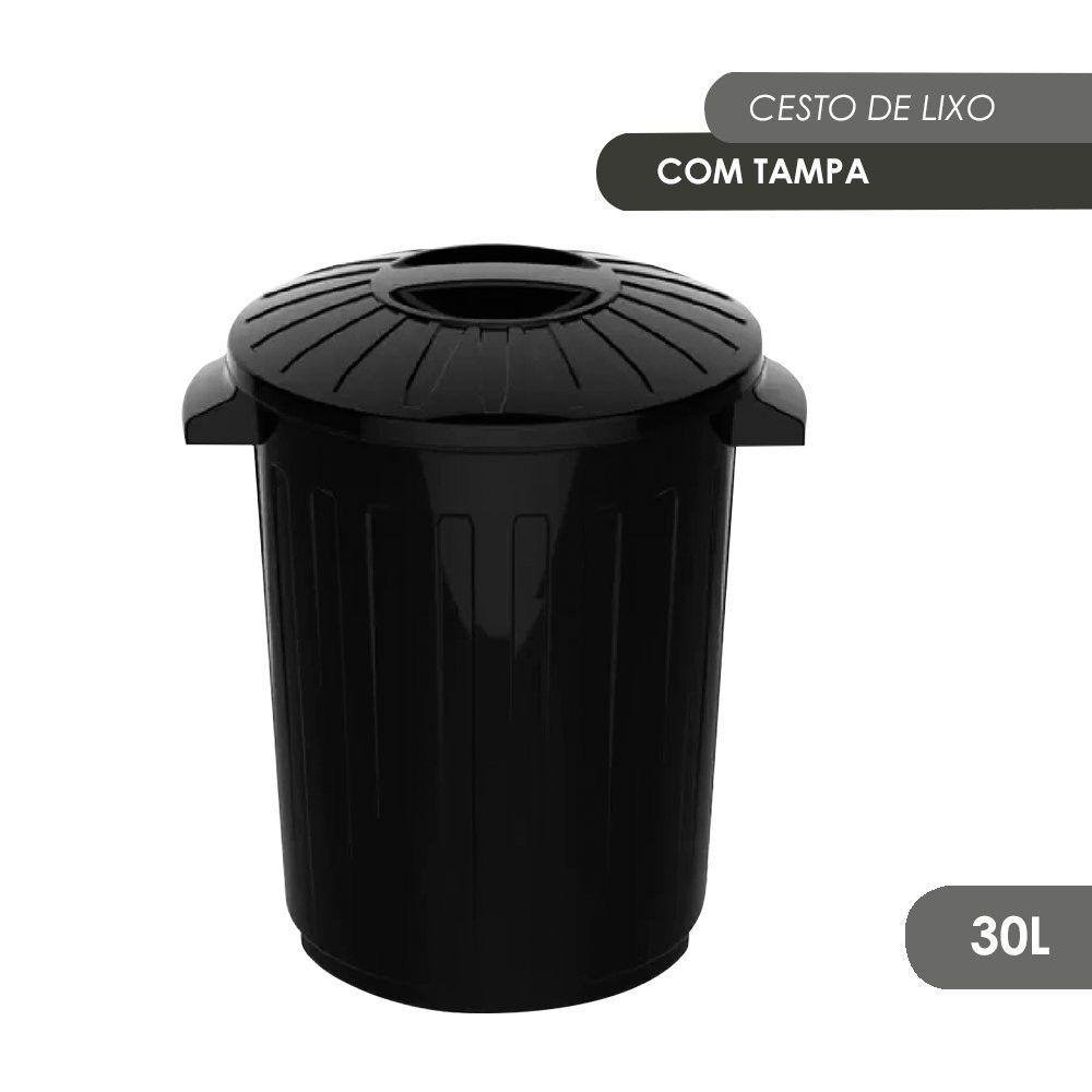 Cesto de Lixo com Tampa 30 Litros para Separar Reciclagem Plastico - 3