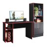 Jogo de Quarto Gamer com Mesa para Computador e Estante Preto/vermelho - Fdecor - 1