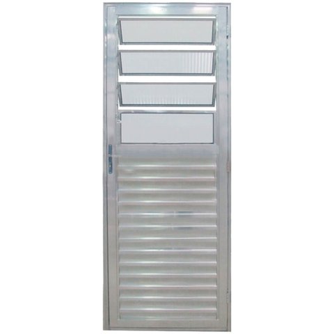 Porta de Alumínio Travessa Basculante 2,10 x 0,80 Metros Brilhante Esquerda - 0957 - JANELLOT