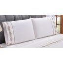 Ver imagem 4 de Jogo lençol Diamante quarto casal king bordado 4 peças 2fronha: Palha com Caqui