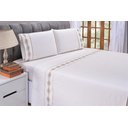 Ver imagem 2 de Jogo lençol Diamante quarto casal king bordado 4 peças 2fronha: Palha com Caqui