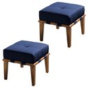 Ver imagem 1 de Kit 02 Puffs Decorativos 45cm Martínez Veludo Pés Madeira Azul/Mel - Gran Belo