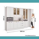 Ver imagem 3 de Cozinha Milla Mona 15 Portas 3 Gavetas MDF 350cm Branco Móveis Carraro
