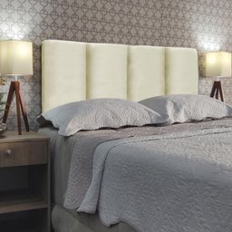 Cabeceira Modular Cama Box Estofada Luxo Suede Rbl:solteiro Painel/bege - 2
