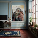 Ver imagem 2 de Quadro Decorativo Santa Ana a Mãe da Virgem Maria- 70x50cm:moldura Branca