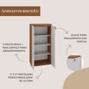 Ver imagem 5 de Armário para Escritório 2 Portas com Chave 3 Prateleiras Branco/Freijó