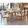 Mesa de Sala Jantar Monalisa c/ Tampo Madeirado c/ Vidro 160cm+ 6 Cadeiras Lady Natural - Nesher - 1