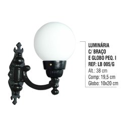 Luminária Globo Pequena 1 com Braço Externa/interna Alumínio 38cm - 3