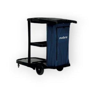 Carro Funcional Preto Alta Capacidade (c/tampa e Bolsa de Vinil Azul) - Nobre