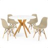 Conjunto Mesa de Jantar Redonda Marci Branca 100cm com 4 Cadeiras Eames Eiffel - Nude - 1