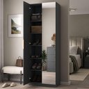 Ver imagem 3 de Sapateira Vertical Moderna 2 Portas 10 Prateleiras 66cm MDF Grafitto
