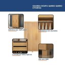 Ver imagem 5 de Guarda Roupa Casal Quero 4 Portas de Bater 2 Gavetas MDF Cinamomo Valdemóveis
