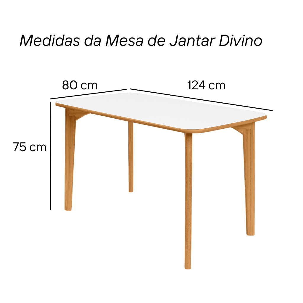 CONJUNTO DE MESA DE JANTAR DIVINO COM 4 CADEIRAS Branco - 3