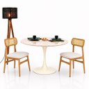 Ver imagem 2 de Mesa de Jantar Saarinen Redondo 90 cm Tampo Mármore Taj Mahal Base Laca Off White