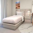 Ver imagem 1 de Cama Solteiro Cabeceira e Mesa C/ 2 Gavetas sob Medida Mdf Cor:titânio
