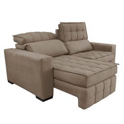 Sofá Retrátil e Reclinável 1,80M Molas Ensacadas e Costura Tripla Cama Inbox Nobre Suede Bege - 7