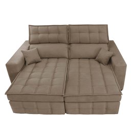Sofá Retrátil e Reclinável 1,80M Molas Ensacadas e Costura Tripla Cama Inbox Nobre Suede Bege - 5