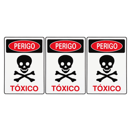 Combo 3 Placas De Sinalização Perigo Tóxico 20x30 Acesso - S-209 F9e - 3