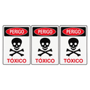 Ver imagem 3 de Combo 3 Placas De Sinalização Perigo Tóxico 20x30 Acesso - S-209 F9e