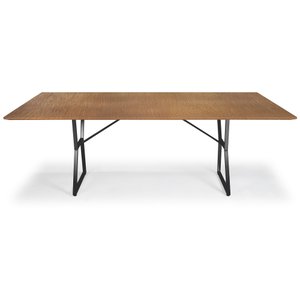 Mesa de Jantar Itatiba Aço Carbono Preto Tampo Madeira Âmbar
