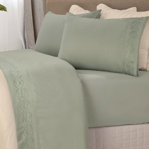 Jogo de Cama Casal Liso com Bordado 4 Peças - Forest - Bella Notte